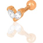 Söğütlü Silver Gümüş Rose Zirkon Iki Taşlı Tragus Helix Piercing Küpe