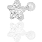 Söğütlü Silver Gümüş Rodyumlu Zirkon Taşlı Papatya Modeli Tragus Helix Piercing Küpe