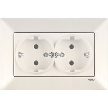 Viko Meridian Krem İkili Topraklı Priz Çerçeveli - 90967256, 90979017