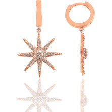 Söğütlü Silver Gümüş Rose Zirkon Taşlı Güneş Küpe