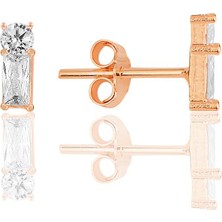 Söğütlü Silver Gümüş Rose Baget Kesim Zirkon Taşlı Küpe