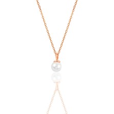 Söğütlü Silver Gümüş Rose  Zirkon Taşlı Inci Kolye
