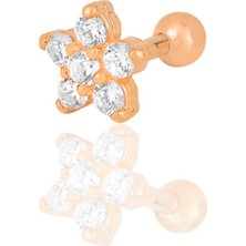 Söğütlü Silver Gümüş Rose Zirkon Taşlı Papatya Modeli Tragus Helix Piercing Küpe