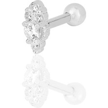 Söğütlü Silver Gümüş Rodyumlu Zirkon Taşlı Tragus Helix Piercing Küpe