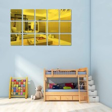 Ata Pleksi Dekoratif Kare Altın Ayna Pleksi Aynalı Duvar Dekoru (20X20CM) 5'li Paket
