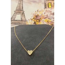 Royaleks Altın Kaplama Minimal Kalp Tasarım Ince Zincirli Kolye 40 cm