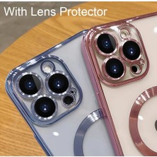 Cover Center  Iphone 14 Pro Max Uyumlu Kılıf Kamera Lens Korumalı Renkli Manyetik Magsafe Özellikli Şeffaf Kross