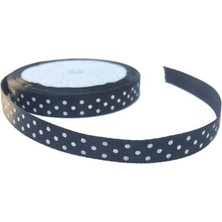 Depposite Saten Kurdele Puantiyeli Benekli Kurdele 1 cm - 10 Metre Siyah