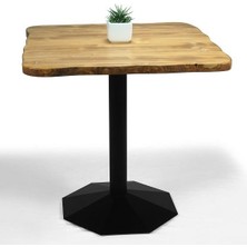 Entema Doğal Ağaç Masif Kütük Masa Yemek Masası ( Metal Ayak ) 75 cm x 75 cm