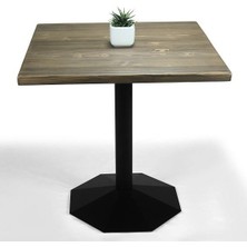 Entema Doğal Ağaç Masif Kütük Masa Yemek Masası ( Metal Ayak ) 75 cm x 75 cm