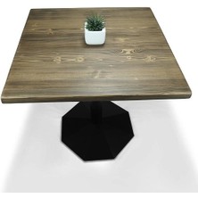 Entema Doğal Ağaç Masif Kütük Masa Yemek Masası ( Metal Ayak ) 75 cm x 75 cm