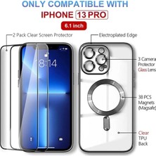 Cover Center  Iphone 12 Pro Max Uyumlu Kılıf Kamera Lens Korumalı Renkli Manyetik Magsafe Özellikli Şeffaf Kross