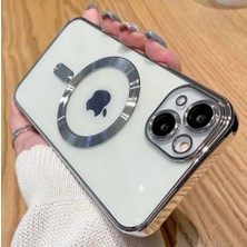 Cover Center  Iphone 14 Plus Uyumlu Kılıf Kamera Lens Korumalı Renkli Manyetik Magsafe Özellikli Şeffaf Kross Kilif