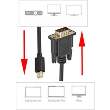 Wozlo 1.8m Mini Displayport To VGA Aktif Kablo - Thunderbolt 1/2 VGA 1920X1200 1080P MacBook Pro Air