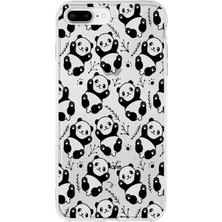 PrintiFy Apple iPhone 8 Plus Uyumlu Kapak Sevimli Karakterler Tasarımlı Şeffaf Silikon Kılıf