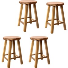 Woodensa Ahşap Yuvarlak Tabure 45 cm 4 Lü Takım