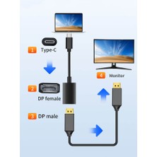 Wozlo Usb-C USB 3.1 Type C To Displayport 4K 144Hz Thunderbolt 3 USB C Dp 1.4 Dönüştürücü Adaptör