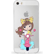 PrintiFy Apple iPhone 5s Uyumlu Kapak Sevimli Karakterler Tasarımlı Şeffaf Silikon Kılıf