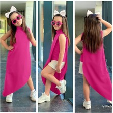 Modavals Kız Çocuk Fuşya Hürrem Kumaş Asimetrik Tunik Alt Üst Takım 847126935