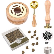 Profisher Davetiye Mum Mühürü Uygulama Seti Ahşap Rengi 811 Gül Desen