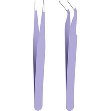 Profisher Ikili Cımbız Seti Paslanmaz Çelik Lavanta Renk Düz ve Kavisli Model