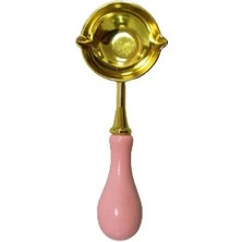 Profisher Mum Mühürü Çinko Eritme Kaşığı Çift Oluklu Ahşap Su Pembe Saplı