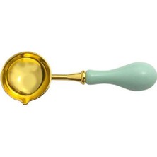 Profisher Davetiye Mum Mühürü Eritme Kaşığı El Yapımı Ahşap Saplı Su Yeşili