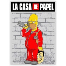 The Simpsons La Casa De Papel Ahşap Poster 20X29 cm