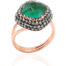 Midyat Nurtaş Gümüş Zümrüt ve Swarovski Taşlı 925 Ayar Kadın Gümüş Yüzük 201022332