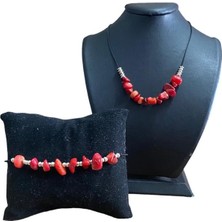 Sıfır312 Doğal Taşlı Kolye Bileklik Seti - Ameist, Florit, Mercan, Pembe Kuars, Havlit, Unakit