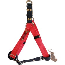 Balkonda Köpek göğüs tasması hakiki deri kırmızı kolon orta ve büyük ırk genişlik:2,5cm göğüs ölçüsü:50-90cm ayarlamalı dog harness GT5-18