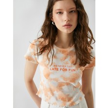 Koton Baskılı Tişört Batik Desenli Bisiklet Yaka Kısa Kollu Pamuklu