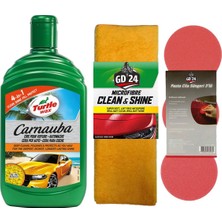 Turtle Wax Carnauba Sıvı Cila Boya Koruyucu 500ML + Yüzey Parlatma Cila Havlusu 50X70 + Cila Süngeri