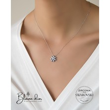 Blaine Dior Swarovski Zirconia Papatya Kolye | Swarovski Taşlı 925 Ayar Gerçek Gümüş Papatya Kolye