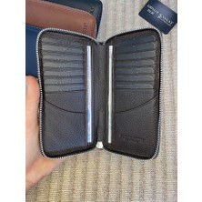 SANAT LEATHER SL-616 Hakiki Deri Fermuarlı Unisex Potföy Cüzdan