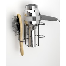 Teknotel Siyah Metal Yapışkanlı Fön Tutucu Askı – 10 kg Kapasiteli, Güçlü Yapışkanlı ve Şık Modern Tasarım