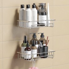 Tekno-tel Tekno - Tel Teknotel Yapışkanlı Kancalı 2 Adet Banyo Rafı Krom St242H