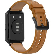 Daart Huawei Watch Fit 2 Deri Akıllı Saat Kayışı Ayarlanabilir Bilek Bandı - Açık Kahverengi (Yurt Dışından)