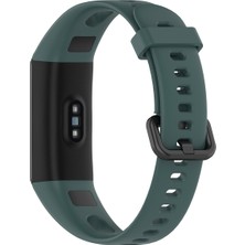 Daart Huawei Honor 5i/huawei Watch Band 4 - Koyu Yeşil Için Metal Tokalı Silikon Akıllı Saat Kayışı (Yurt Dışından)