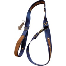 Balkonda Köpek gezdirme tasması kolon nubuk deri lacivert taba rengi zımbalı uzunluk:120cm genişlik:3cm dog leash B5-5