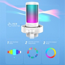 Fifine Ampligame A8W USB Mikrofon - Yayıncı - Oyuncu - Rgb Bilgisayar Mikrofonu Beyaz