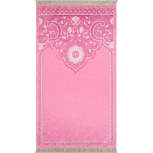 Bursa İpek Pembe Kadife Halı Seccade Klasik Desenli 65 x 115 cm Rahat Kullanım İçin Özel Tasarım