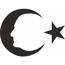 Reysa Tasarım Ayyıldız ve Atatürk Silüeti Sticker 20X20 cm Beyaz