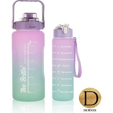 Durnes - The Bottle Motivasyonel 2li Pipetli Stickerli Su Matarası Su Şişesi Suluk 2LT+900ML Yavrulu Tritan Su Şişesi Suluk Motivasyon Set