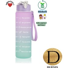 Durnes - The Bottle Motivasyonel 2li Pipetli Stickerli Su Matarası Su Şişesi Suluk 2LT+900ML Yavrulu Tritan Su Şişesi Suluk Motivasyon Set