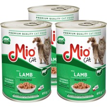 Mio Kuzu Etli Kedi Maması - Mio Konserve Et Parçacıklı Yaş Mama 415 Gr. *** 3 Adet ***