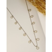 925 Ayar Gümüş Zirkon Taşlı Damla Model 11 li Trend Kadın Şans Kolye Sevgililer Günü Hediye