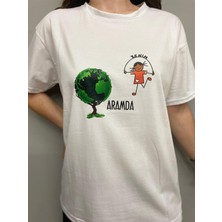 Sinhan Kadın Baskılı Rahat Kesim Bisiklet Yaka Kısa Kollu T-Shirt