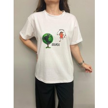 Sinhan Kadın Baskılı Rahat Kesim Bisiklet Yaka Kısa Kollu T-Shirt