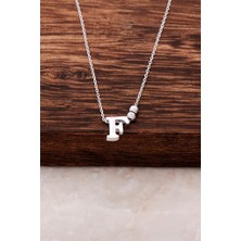 Sümer Telkari F Harfli Tasarım Gümüş Kolye 3805